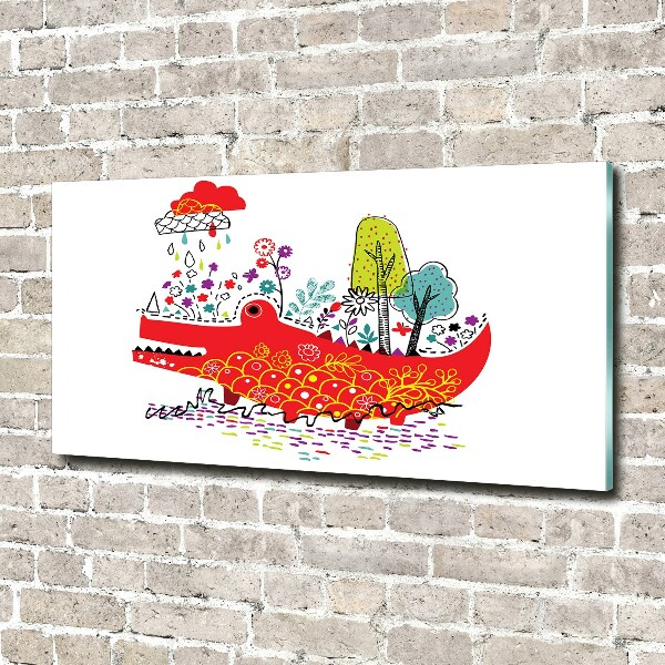 Quadro vetro Coccodrillo colorato