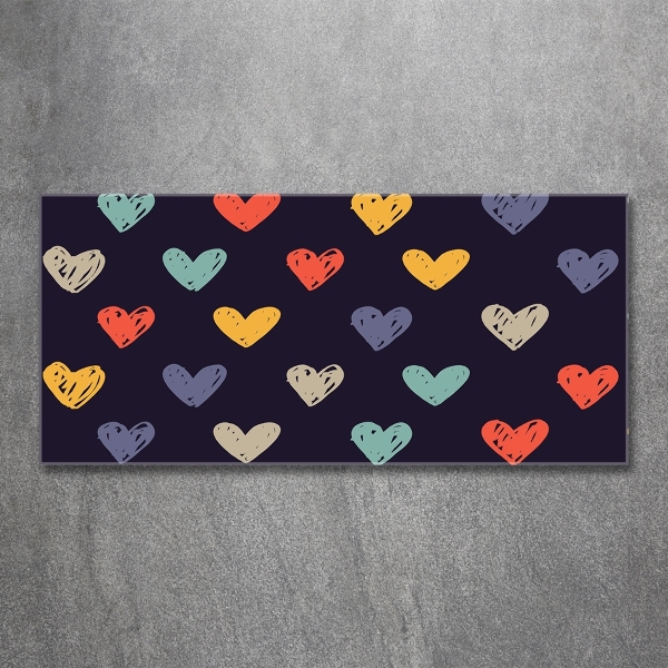 Quadro vetro Cuori colorati