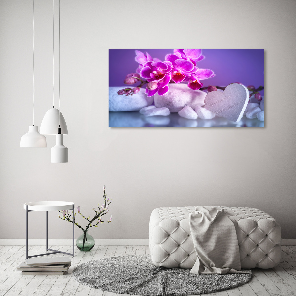Quadro su vetro Orchidea e cuore