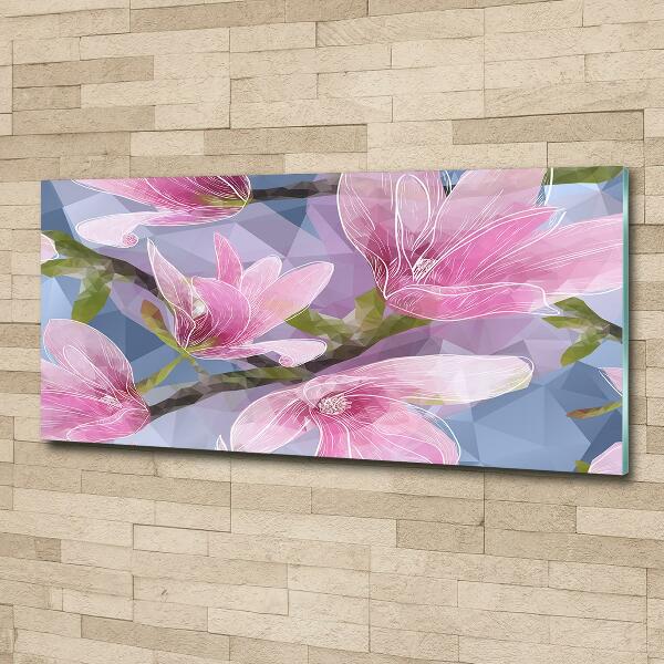 Quadro in verde Magnolia rosa