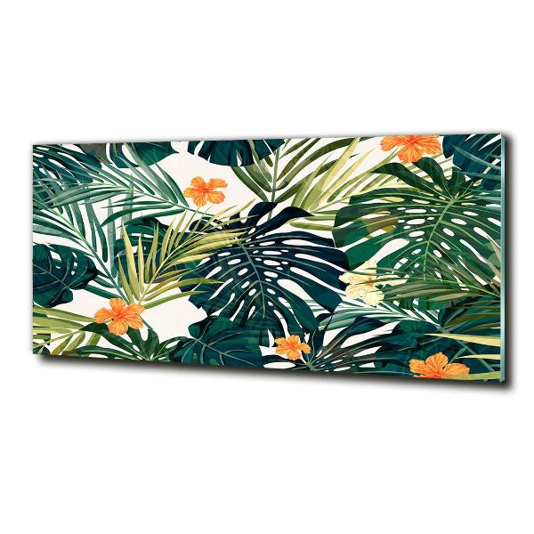 Quadro su vetro Foglie tropicali