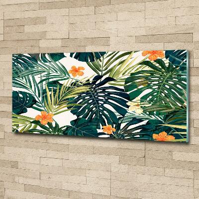 Quadro su vetro Foglie tropicali