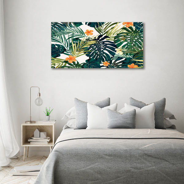 Quadro su vetro Foglie tropicali