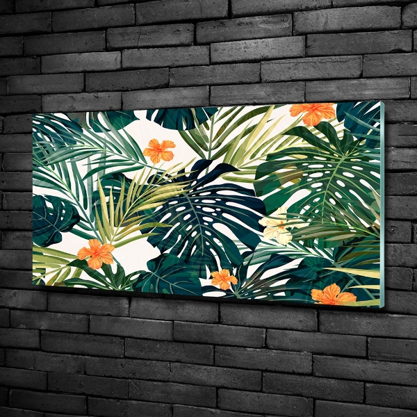 Quadro su vetro Foglie tropicali