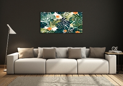 Quadro su vetro Foglie tropicali