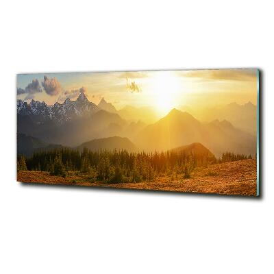 Quadro vetro Tramonto sulle montagne