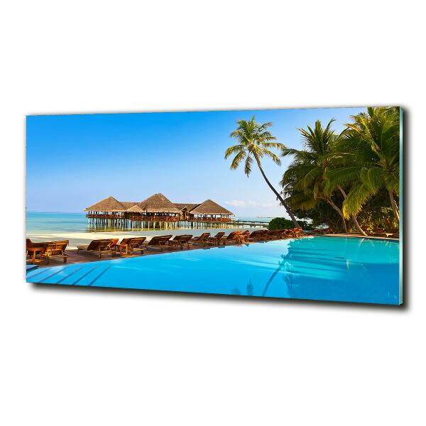 Quadro su vetro Piscina alle Maldive