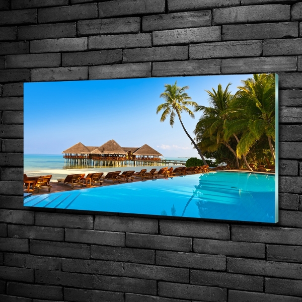 Quadro su vetro Piscina alle Maldive
