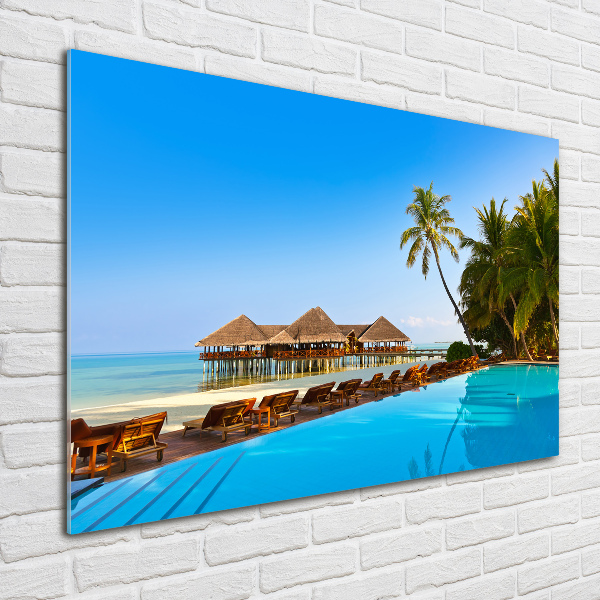 Quadro su vetro Piscina alle Maldive