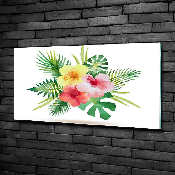 Quadro in verde Fiori hawaiani