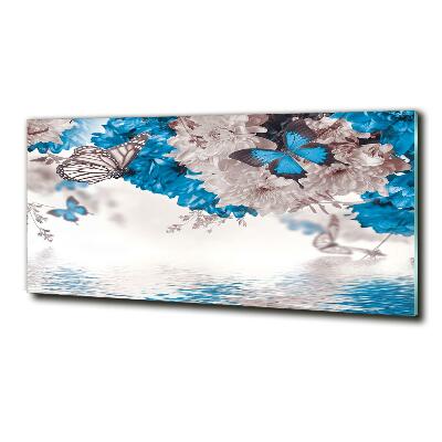 Quadro in verde Fiori e farfalle