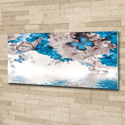 Quadro in verde Fiori e farfalle