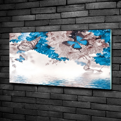 Quadro in verde Fiori e farfalle