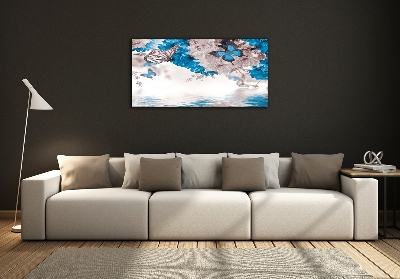 Quadro in verde Fiori e farfalle