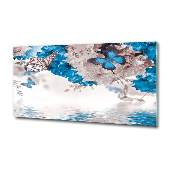 Quadro in verde Fiori e farfalle