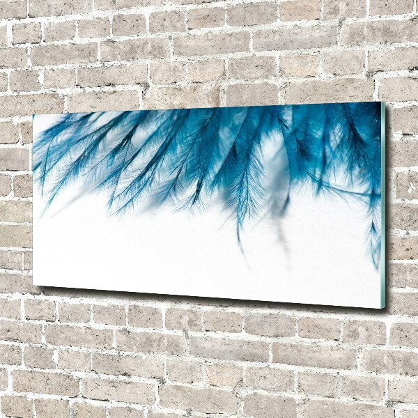Quadro su vetro Piume blu