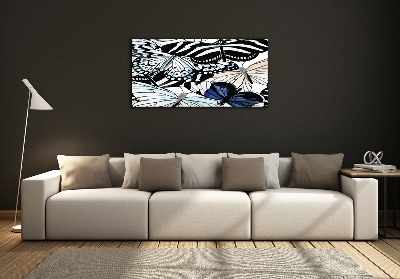 Quadro in verde Farfalle e fiori