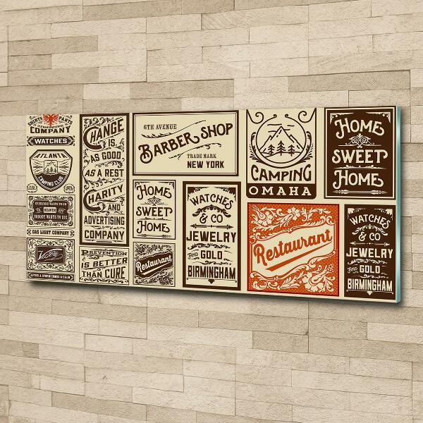 Quadro vetro Pubblicità ed etichette