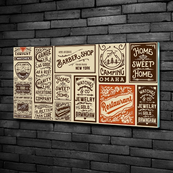 Quadro vetro Pubblicità ed etichette