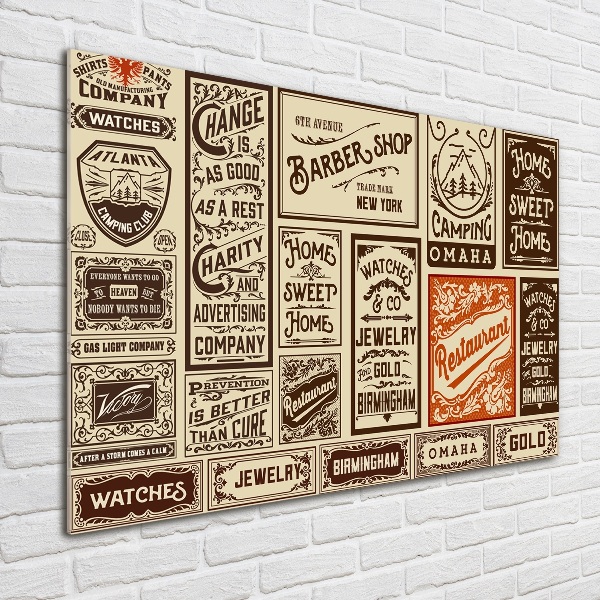 Quadro vetro Pubblicità ed etichette