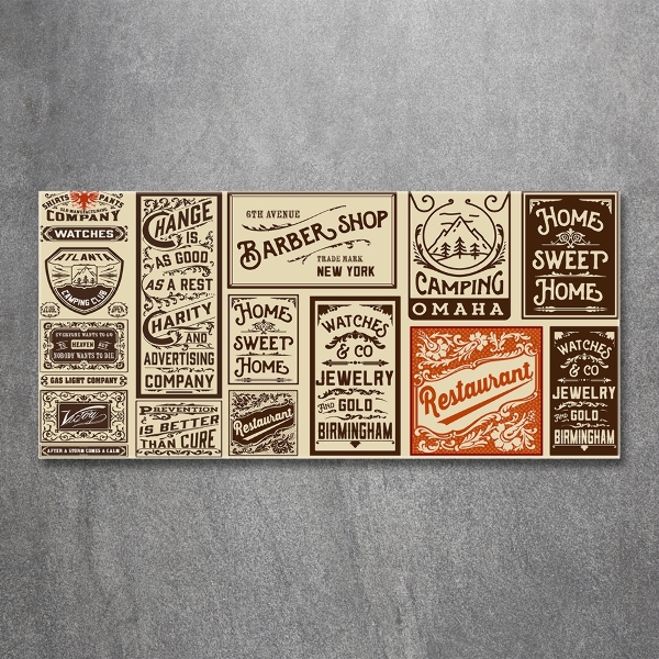 Quadro vetro Pubblicità ed etichette