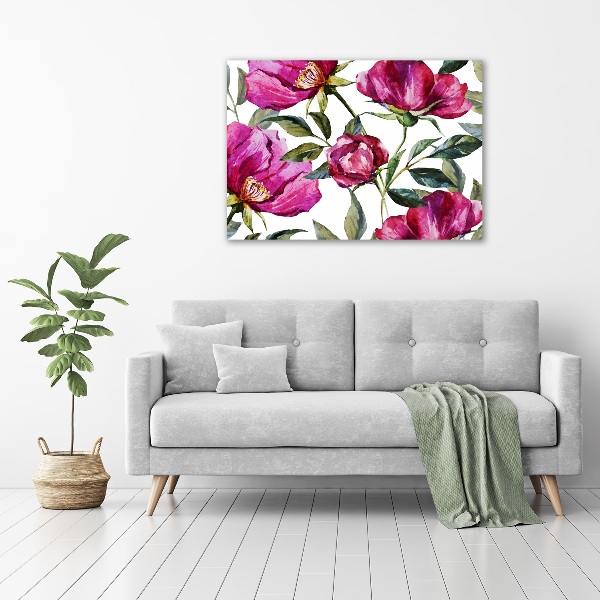 Quadro in vetro Peonie rosa