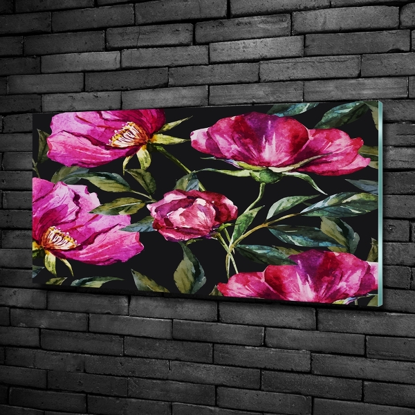 Quadro in verde Peonie rosa
