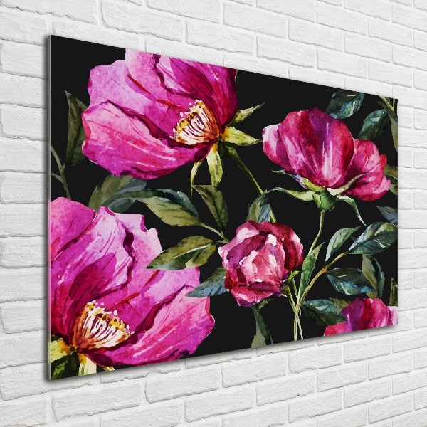 Quadro in verde Peonie rosa