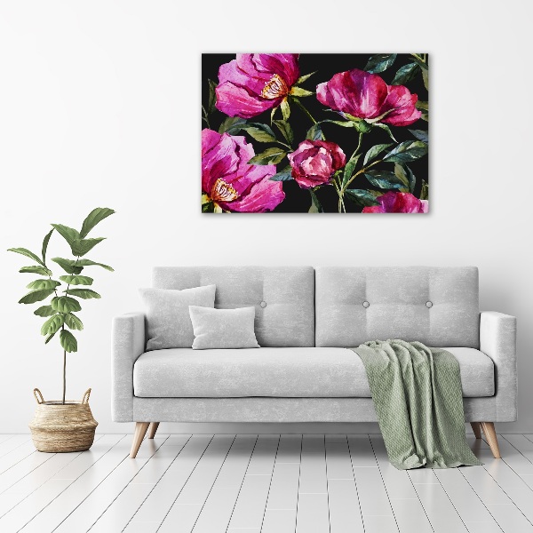 Quadro in verde Peonie rosa
