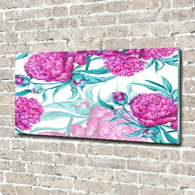 Quadro vetro Peonie rosa