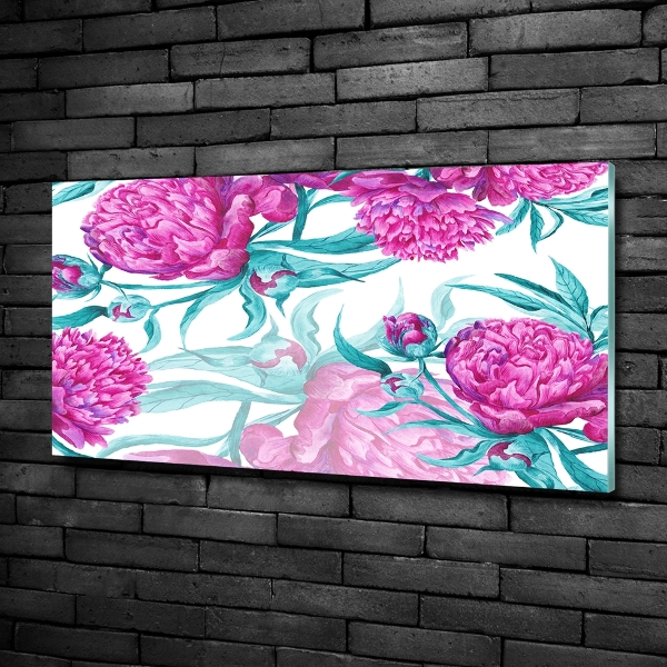 Quadro vetro Peonie rosa