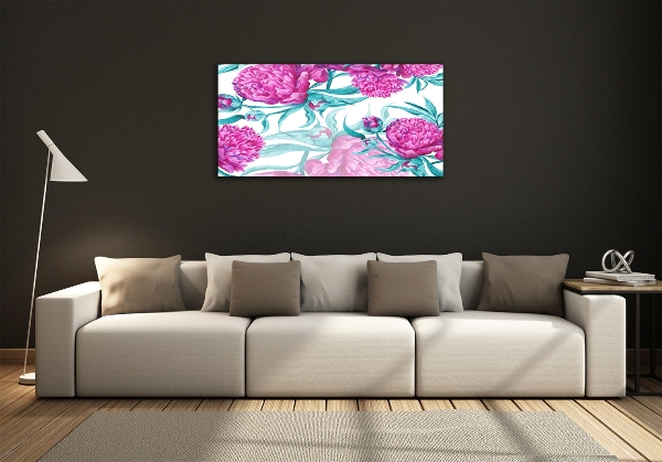 Quadro vetro Peonie rosa