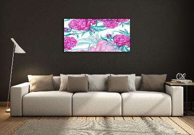 Quadro vetro Peonie rosa