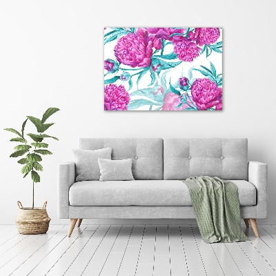 Quadro vetro Peonie rosa