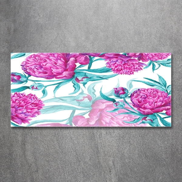 Quadro vetro Peonie rosa