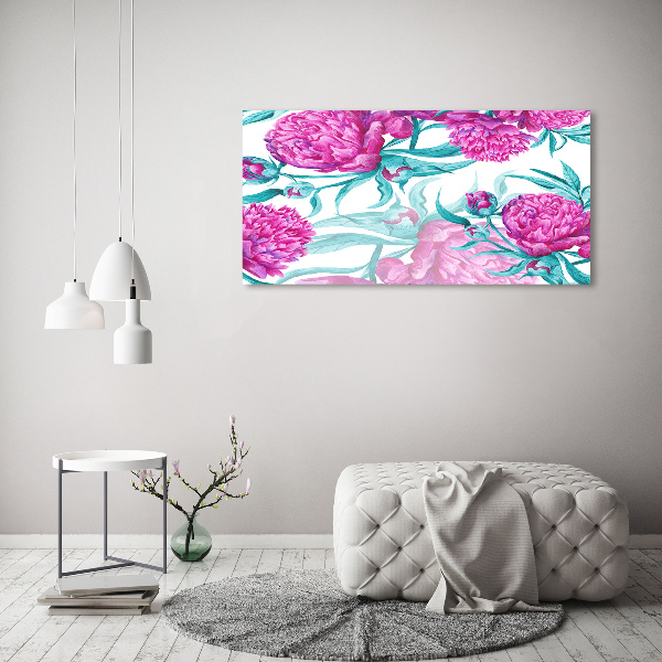 Quadro vetro Peonie rosa
