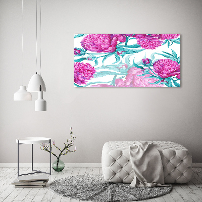 Quadro vetro Peonie rosa