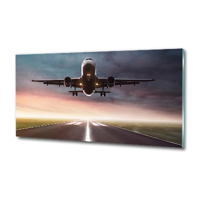 Quadro vetro Un aereo in fase di decollo