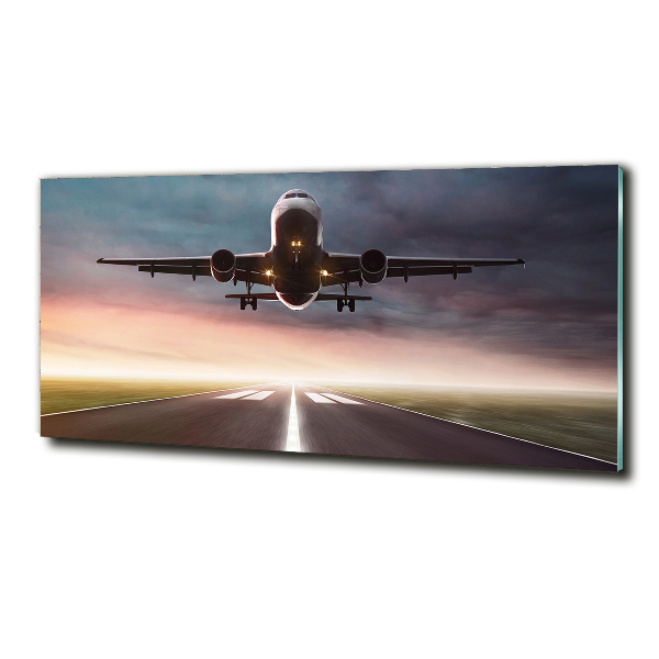 Quadro vetro Un aereo in fase di decollo