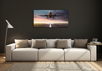 Quadro vetro Un aereo in fase di decollo