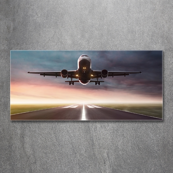 Quadro vetro Un aereo in fase di decollo