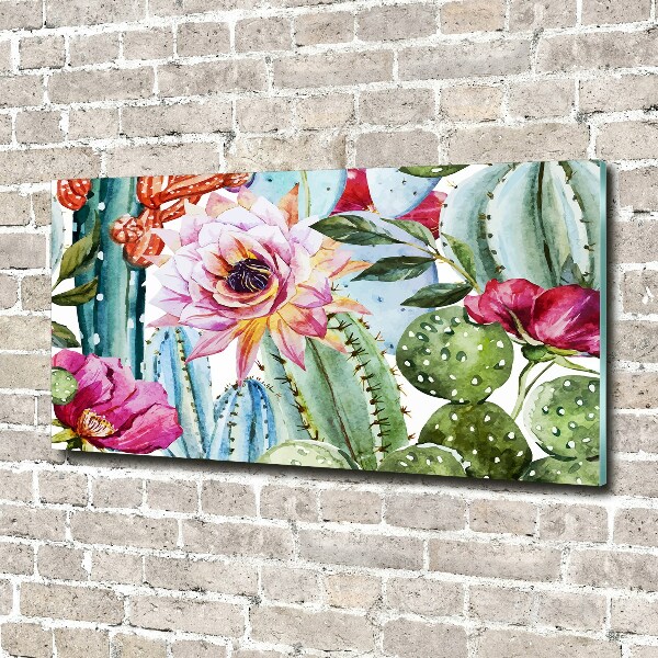 Quadro in verde Cactus e fiori