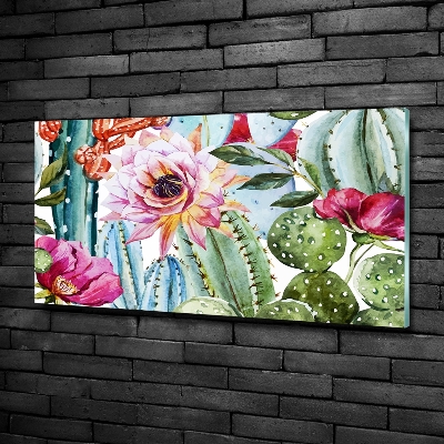 Quadro in verde Cactus e fiori