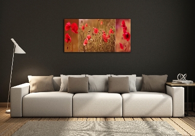 Quadro in verde Trittico dei papaveri