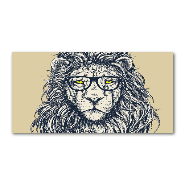 Quadro su vetro Leone in stile hipster