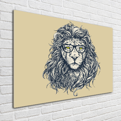 Quadro su vetro Leone in stile hipster
