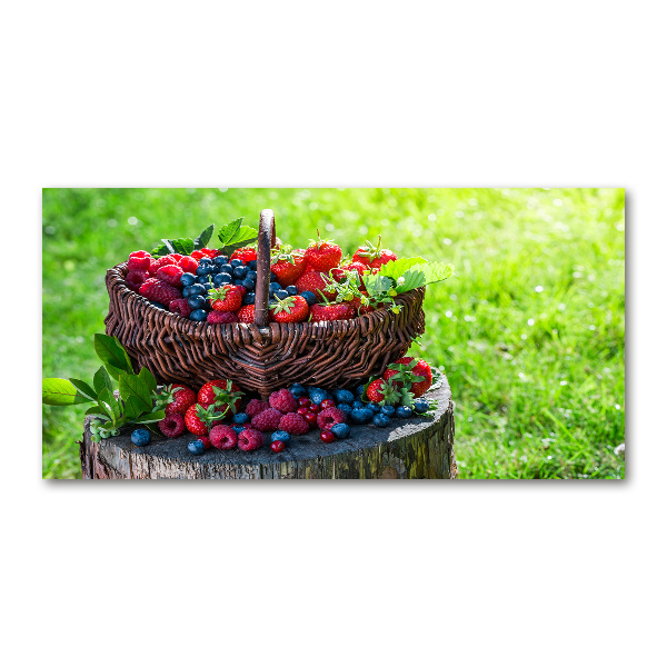 Quadro vetro Un cesto di frutti di bosco