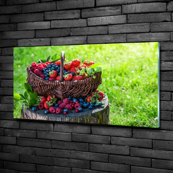 Quadro vetro Un cesto di frutti di bosco