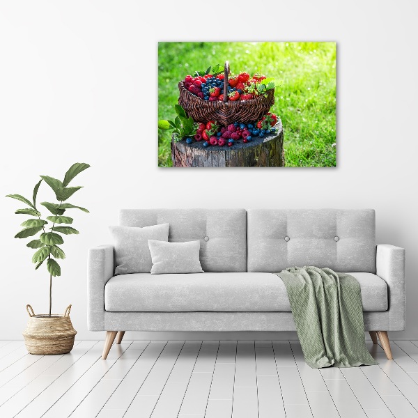 Quadro vetro Un cesto di frutti di bosco
