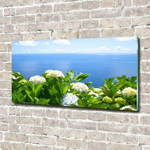 Quadro vetro Fiori in riva al mare